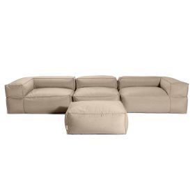 Baya 4 Piece Outdoor Sofa with Ottoman - Luxurious European Style Soft Seating, Ash