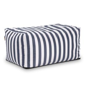Jaxx Leon Outdoor Bean Bag Ottoman, Navy Striped