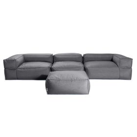 Baya 4 Piece Outdoor Sofa with Ottoman - Luxurious European Style Soft Seating, Charcoal