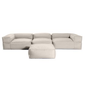 Baya 4 Piece Outdoor Sofa with Ottoman - Luxurious European Style Soft Seating, Silver