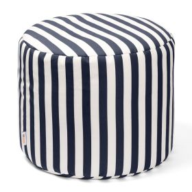 Jaxx Spring Indoor / Outdoor Bean Bag Pouf Ottoman, Navy Stripes