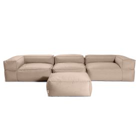 Baya 4 Piece Outdoor Sofa with Ottoman - Luxurious European Style Soft Seating, Petal