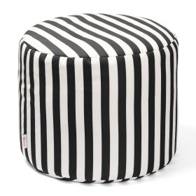Jaxx Spring Indoor / Outdoor Bean Bag Pouf Ottoman, Black & White Stripes