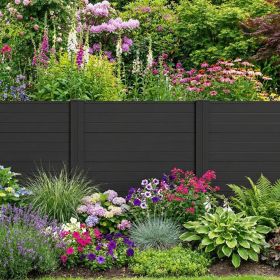 Freestanding 48 x 48 Inch Air Conditioner Fence with Metal Ground Stakes (Color: Black)