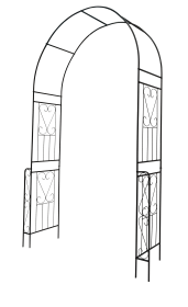Metal Garden Arch W55'' x H94.5'' Garden Arbor Trellis Climbing Plants Support Rose Arch Outdoor Arch Cream White (Color: as Pic)