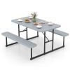 Picnic Table Bench Set for 2-4 People Outdoor Rectangular Camping Dining Table