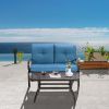 2 Pieces Patio Outdoor Cushioned Coffee Table Seat
